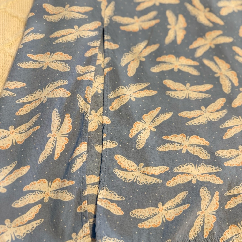 Loft Blue & White Butterfly/Dagonfly  Print Dress Side Slit Size 6 - Picture 9 of 10